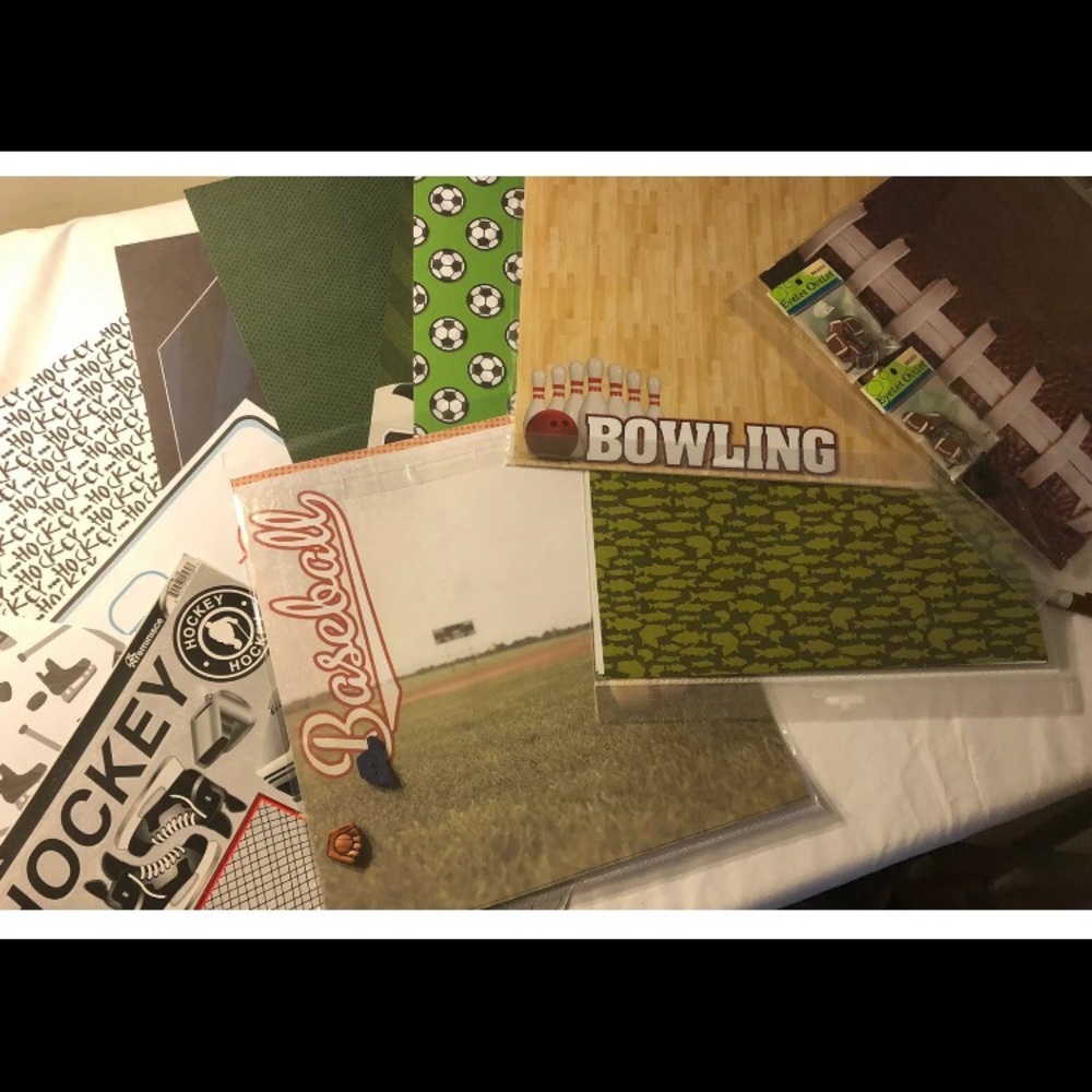Sports Scrapbooking Or Cards Lot Hockey Baseball Soccer Fishing Bowling Football